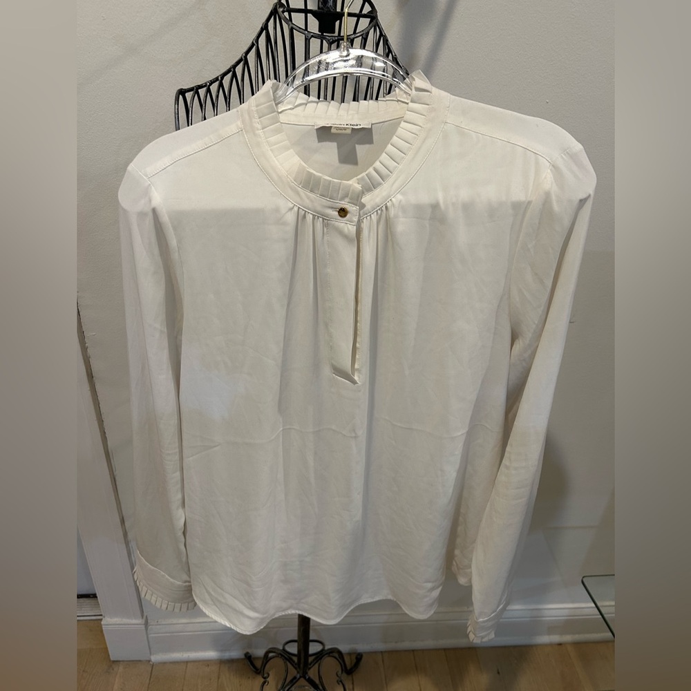 Calvin Klein Cream Blouse with Gold Accent